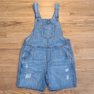 GAP distressed shortalls overall shorts